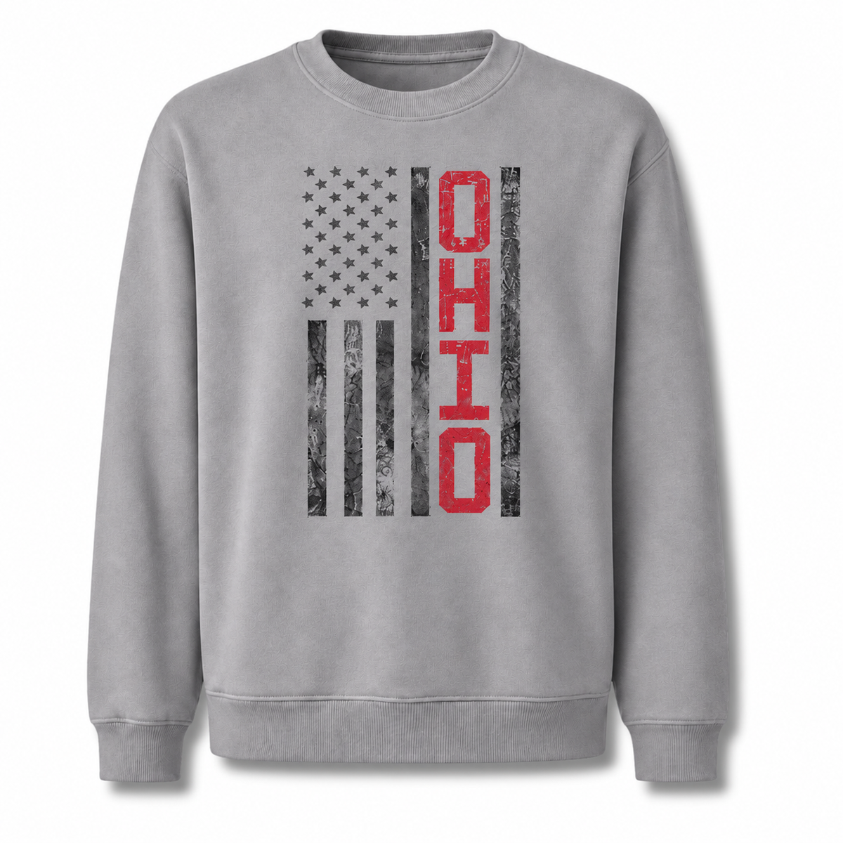 Ohio State Flag Heritage Patriotic Vintage Sweatshirt - Sport Grey
