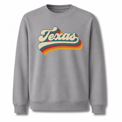 Texas Collegiate Varsity Athletic Lettering Vintage Distressed Sweatshirt - Sport Grey