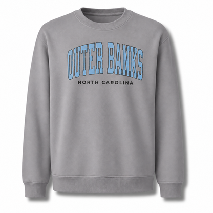 Outer Banks North Carolina Nautical Retro Beach Sweatshirt - Sport Grey