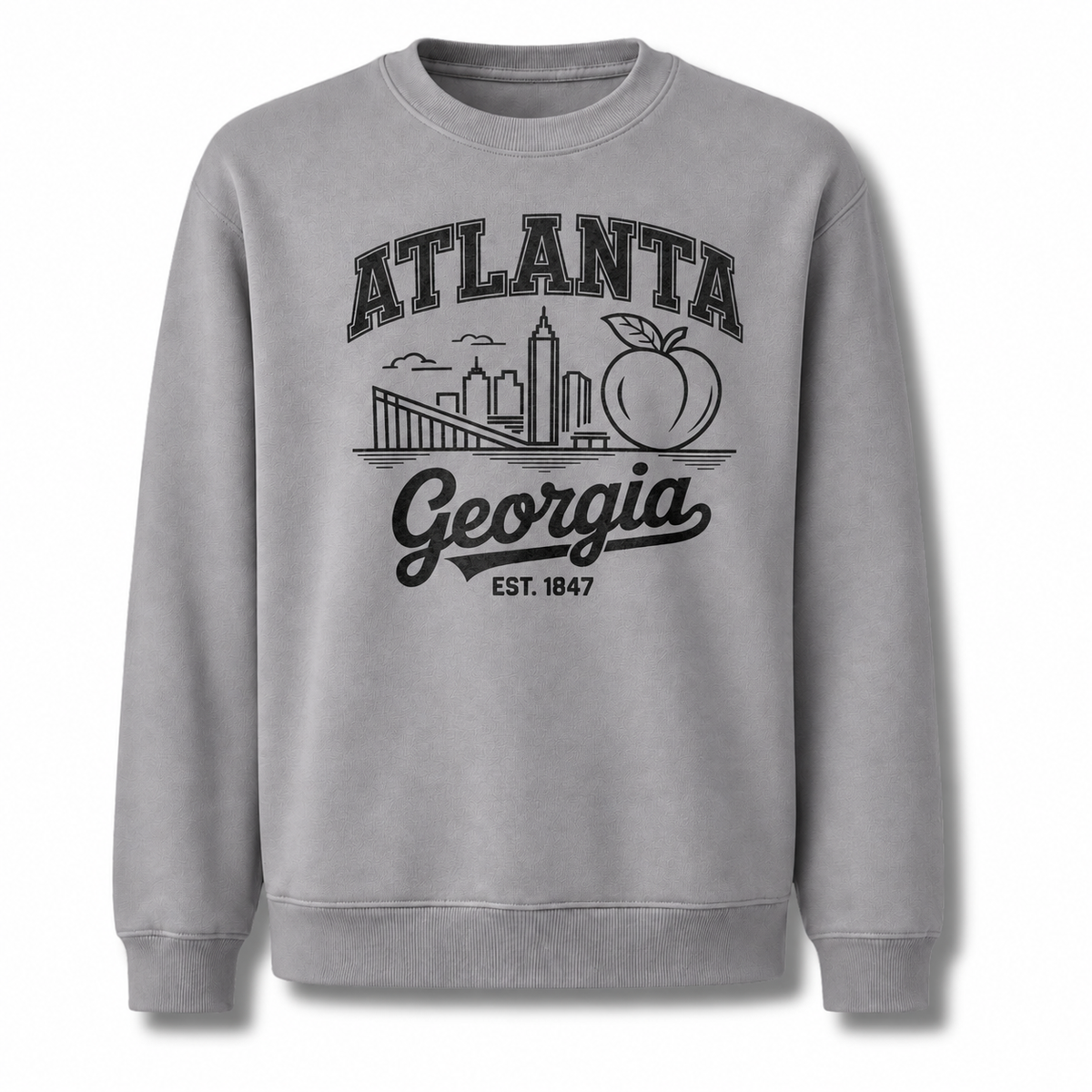 Atlanta Georgia Vintage Skyline Peach Southern Retro Sweatshirt - Sport Grey