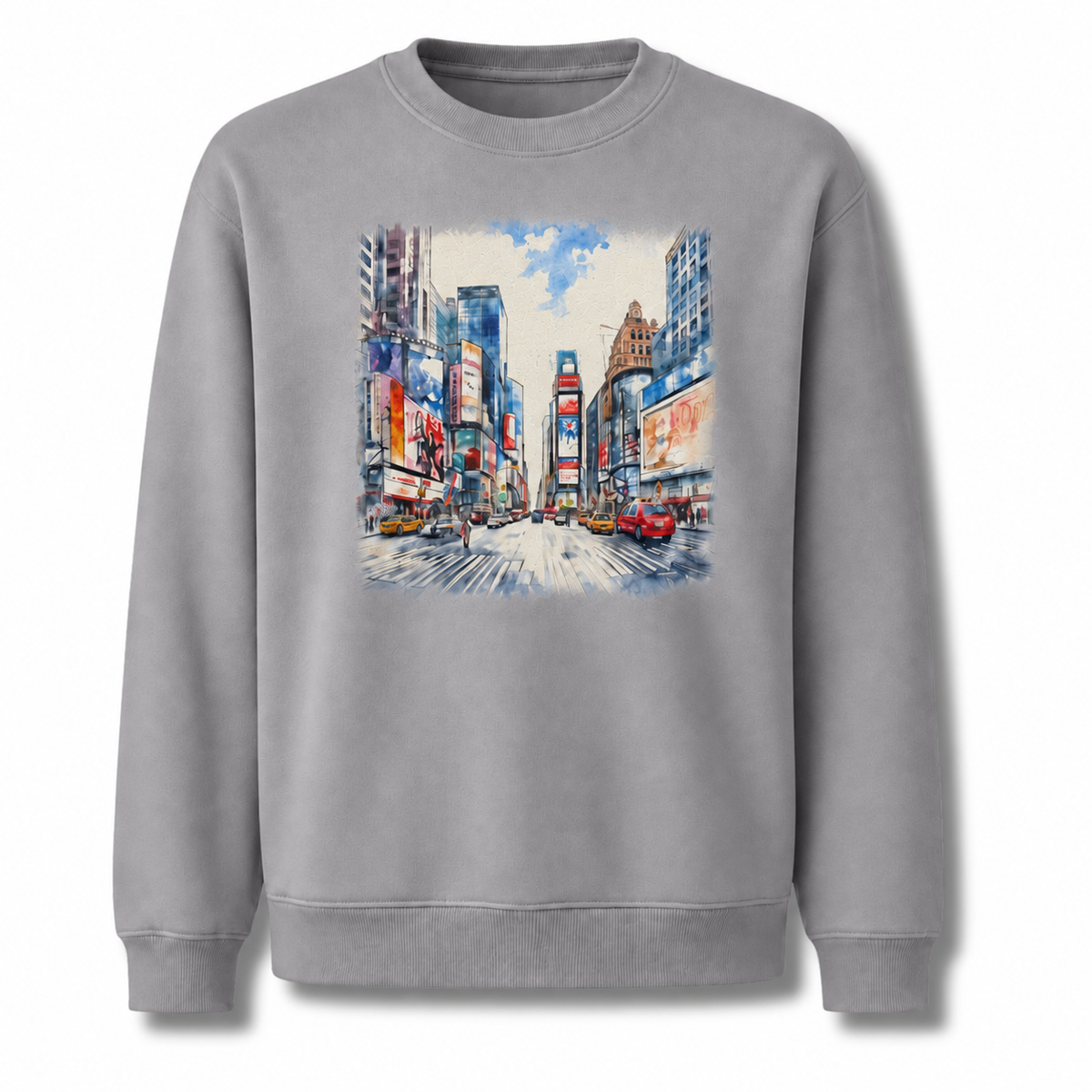 Times Square Manhattan Street Scene Oil Painting Sweatshirt - Sport Grey