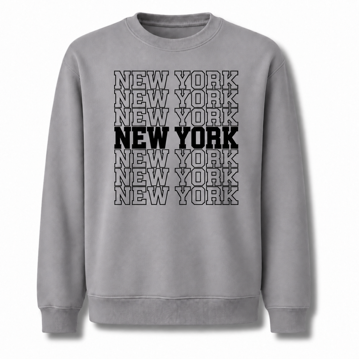 New York Arched Varsity Collegiate Retro Athletic Sweatshirt - Sport Grey