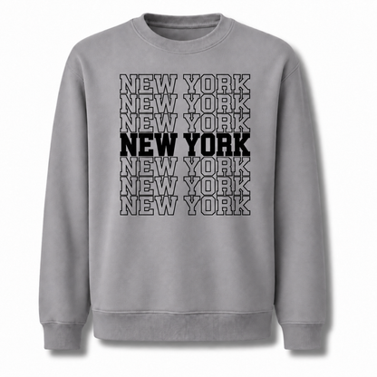 New York Arched Varsity Collegiate Retro Athletic Sweatshirt - Sport Grey