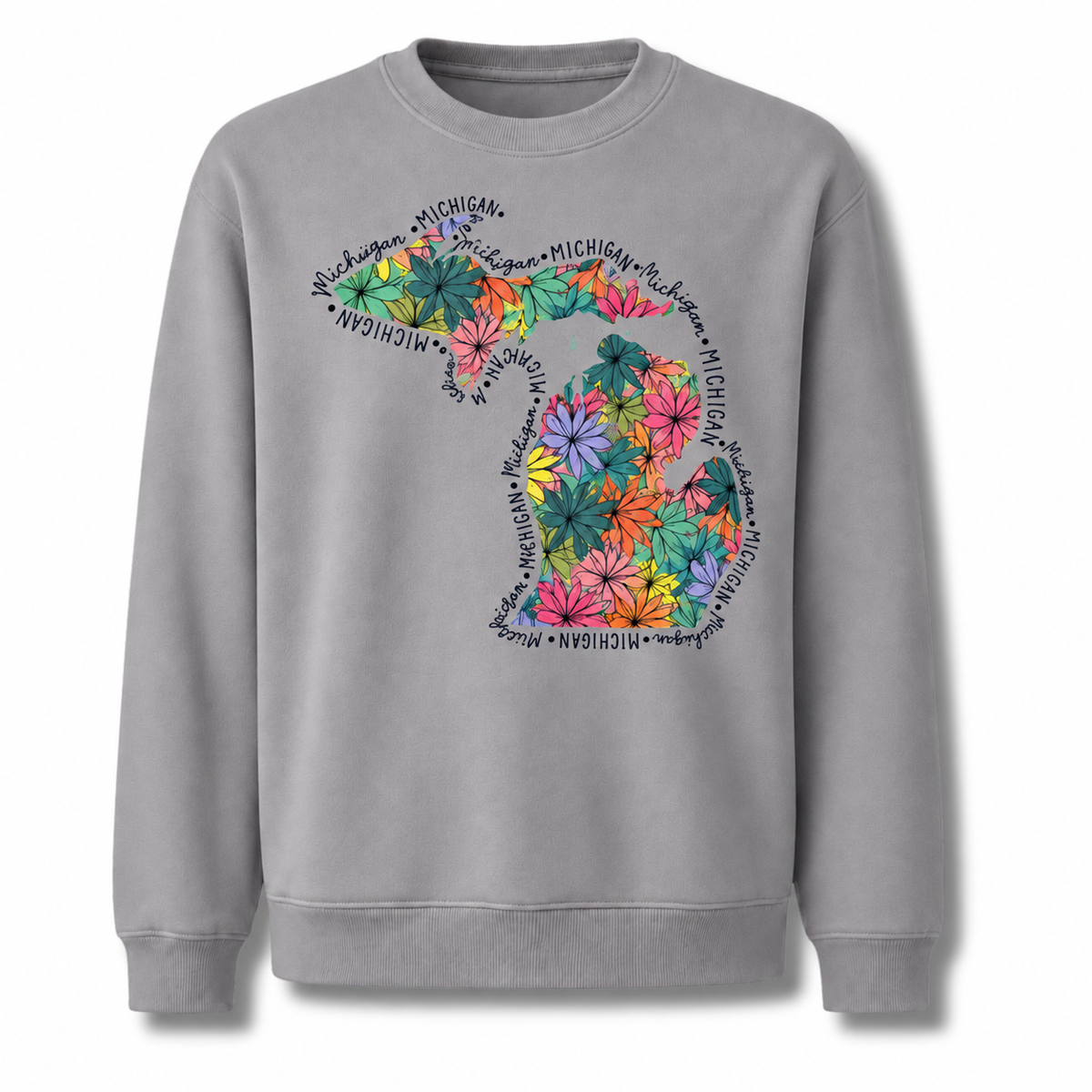 Michigan Apple Blossom Vintage Botanical Floral Sweatshirt - Sport Grey