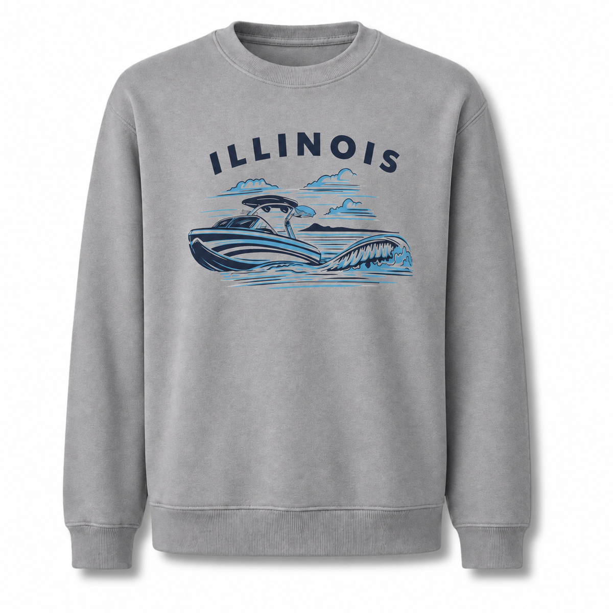 Illinois Lake Michigan Boating Retro Nautical Sweatshirt - Sport Grey