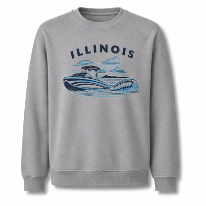 Illinois Lake Michigan Boating Retro Nautical Sweatshirt - Sport Grey