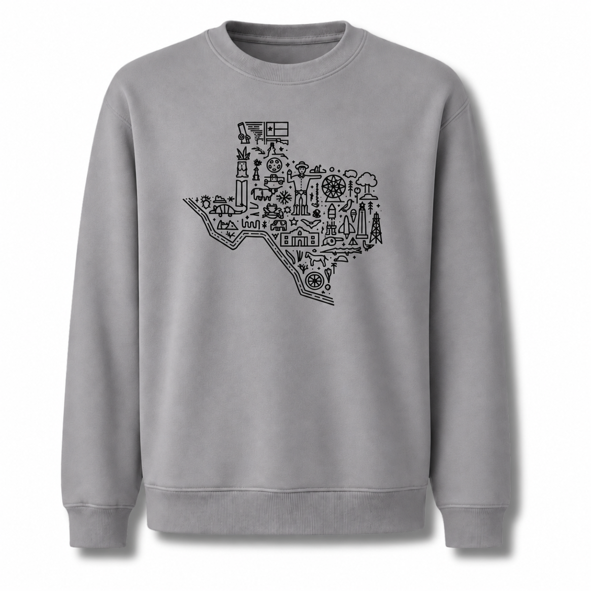 Texas State Silhouette Rustic Hometown Pride Vintage Sweatshirt - Sport Grey