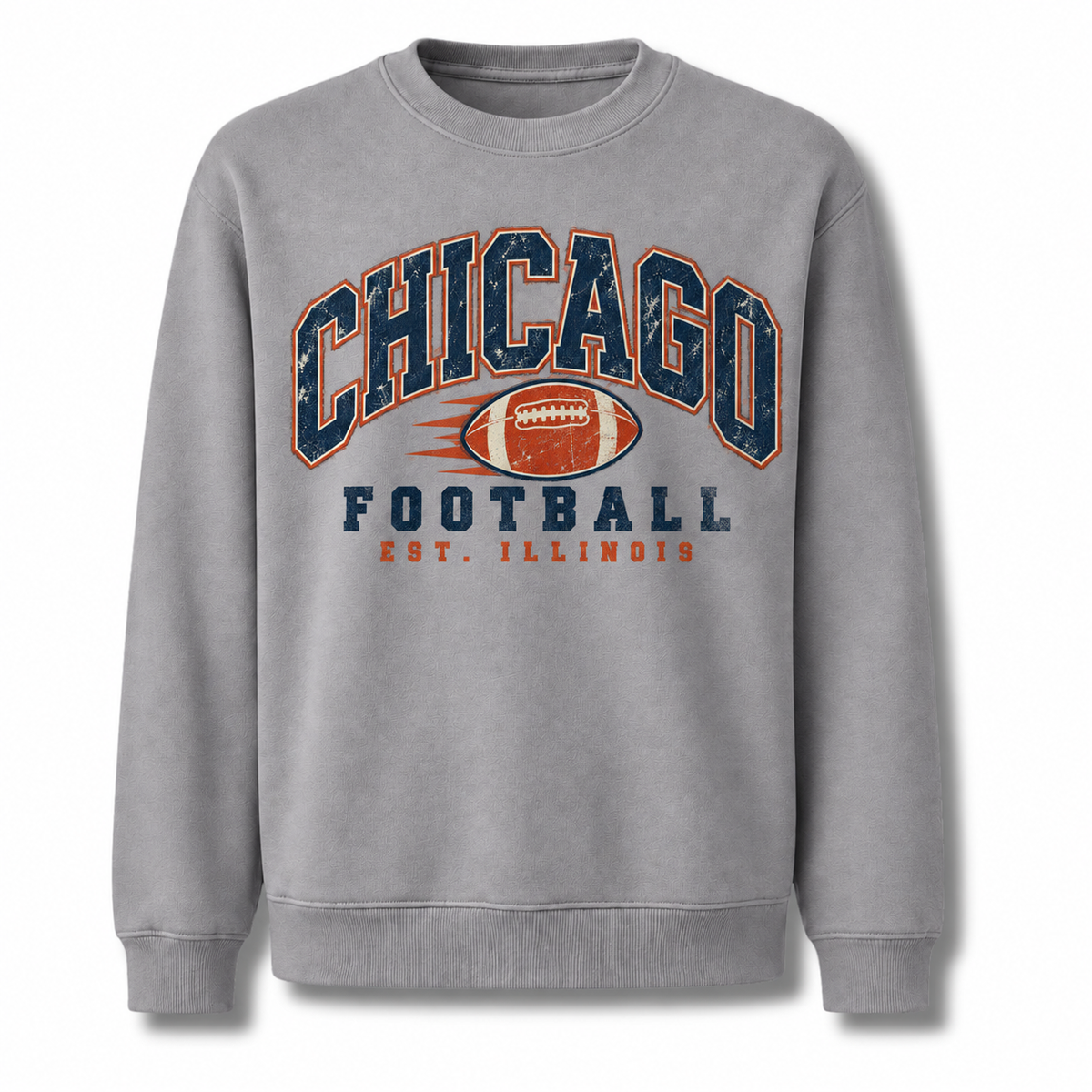 Chicago Football Vintage Cream Graphic Tailgate Sweatshirt - Sport Grey
