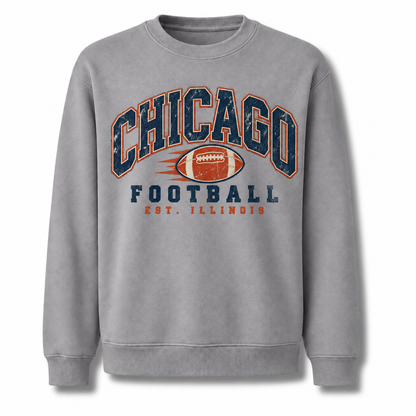 Chicago Football Vintage Cream Graphic Tailgate Sweatshirt - Sport Grey