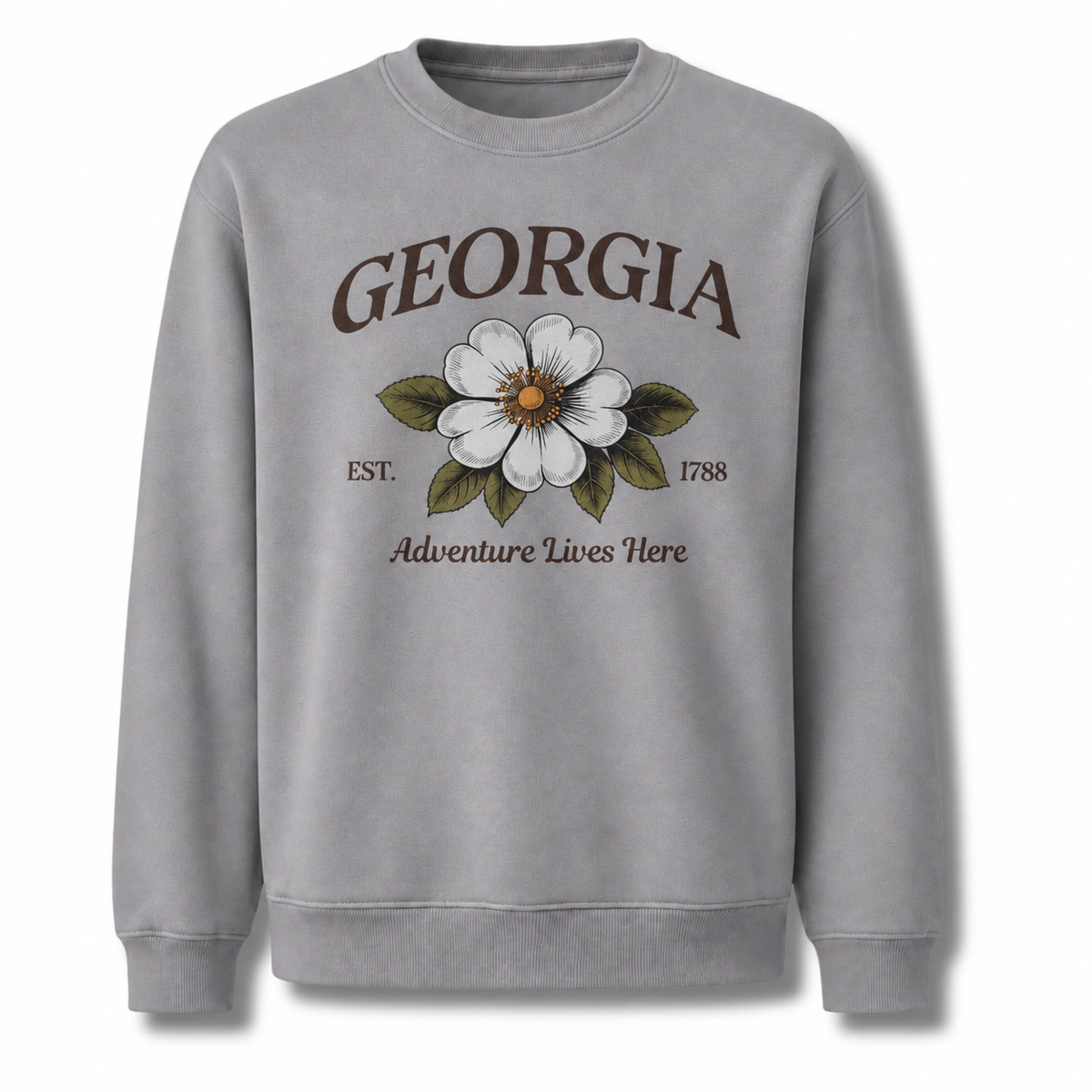 Georgia State Flower Cherokee Rose Adventure Vintage Sweatshirt - Sport Grey