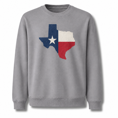 Texas Lone Star Flag Vintage Patriotic Distressed Sweatshirt - Sport Grey