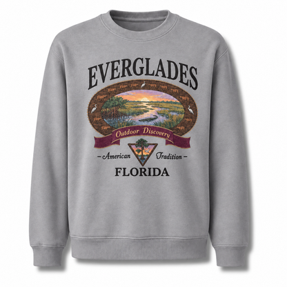 Florida Everglades Great Heron Wildlife Scene Sweatshirt - Sport Grey