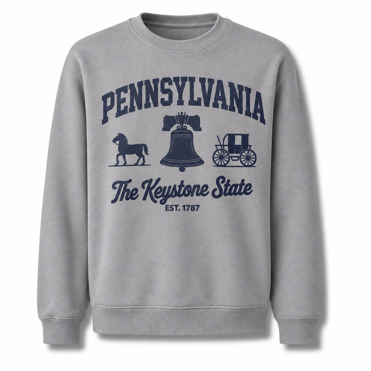 Pennsylvania Keystone State Historic Crest Vintage Sweatshirt - Sport Grey