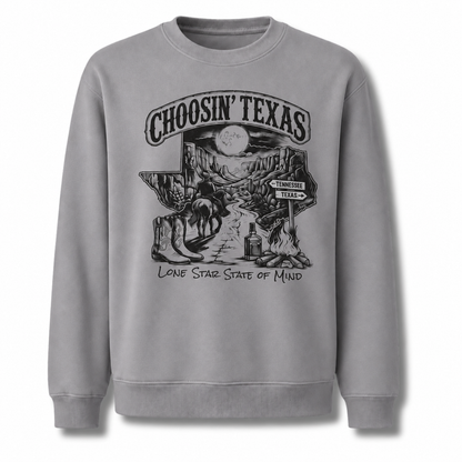 Texas Cowboy Lone Star Historic Emblem Vintage Sweatshirt - Sport Grey