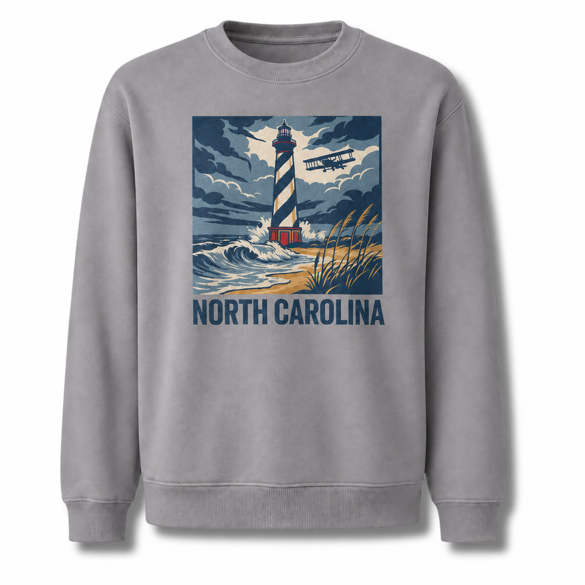 Cape Hatteras Lighthouse North Carolina Coastal Scenic Sweatshirt - Sport Grey
