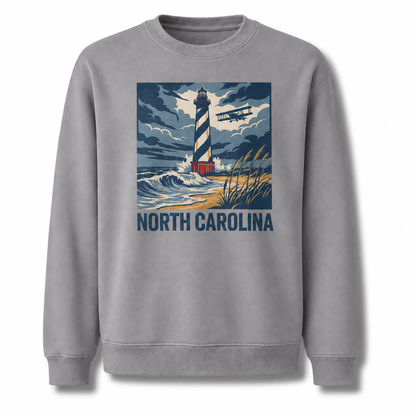 Cape Hatteras Lighthouse North Carolina Coastal Scenic Sweatshirt - Sport Grey