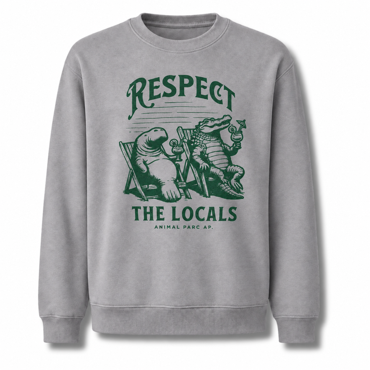 Florida Respect The Locals Manatee Alligator Sweatshirt - Sport Grey