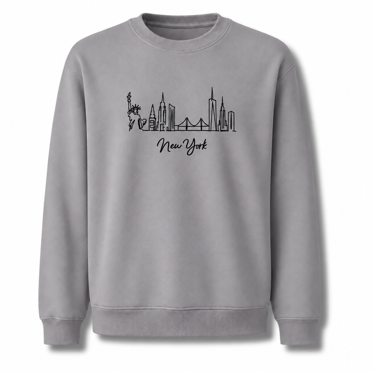 Brooklyn Bridge Starry Night Skyline Silhouette Retro Sweatshirt - Sport Grey