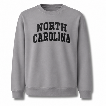 North Carolina Collegiate Arched Block Lettering Retro Sweatshirt - Sport Grey