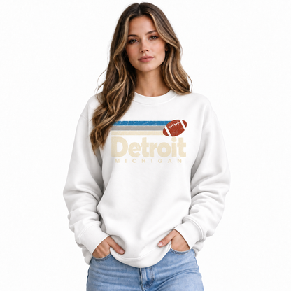 Detroit Michigan Motor City Vintage Athletic Sweatshirt - White (Female Model)