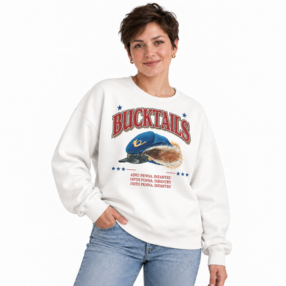 Pennsylvania Bucktails Military Heritage Vintage Distressed Sweatshirt - White (Female Model)