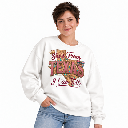 Texas Western Cowboy Boots Rodeo Vintage Heritage Sweatshirt - White (Female Model)