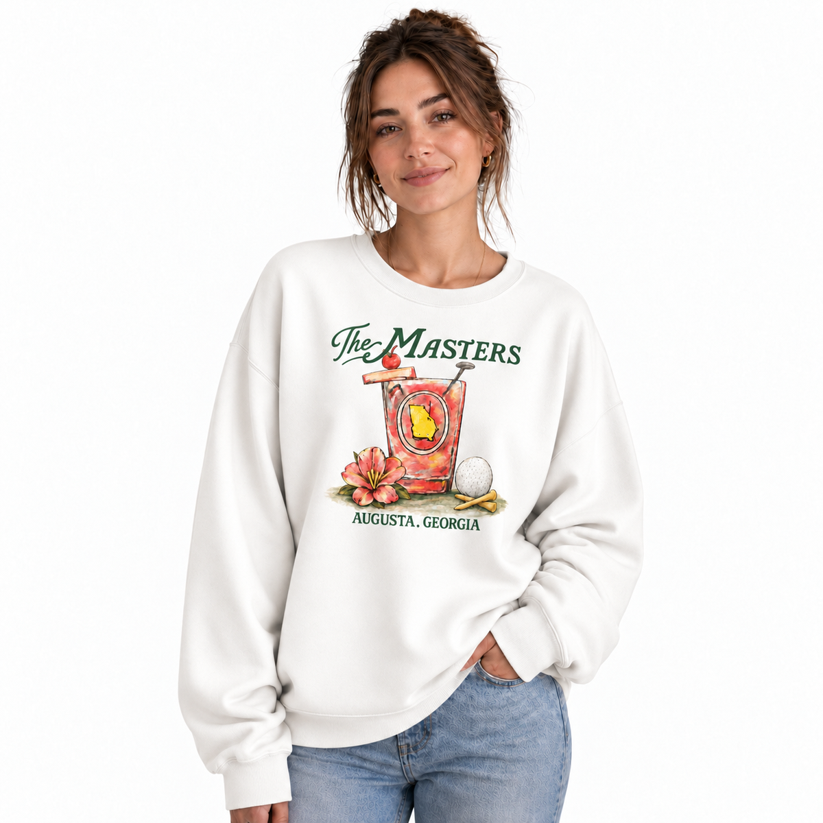 Augusta Georgia Masters Golf Tournament Azalea Sweatshirt - White (Female Model)