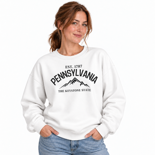 Pennsylvania Mountain Nature Outdoor Trail Vintage Sweatshirt - Vintage State Pride Apparel Detail | The State Threads