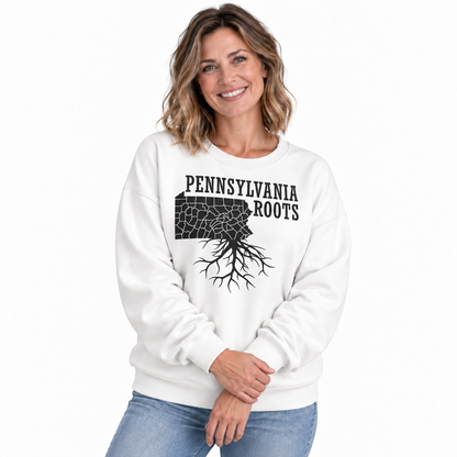 Pennsylvania Roots Deep Heritage Minimalist Vintage Sweatshirt - White (Female Model)