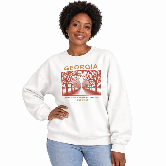 Georgia Sweet Air Long Afternoons Historic Avenue Sweatshirt - White (Female Model)
