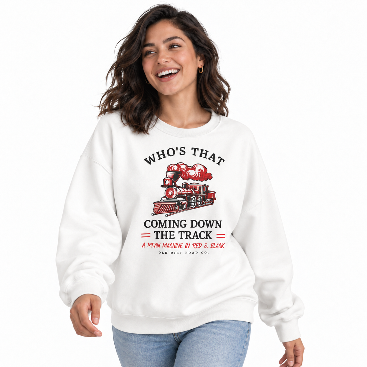 Georgia Bulldogs Mean Machine Locomotive Vintage Sweatshirt - White (Female Model)