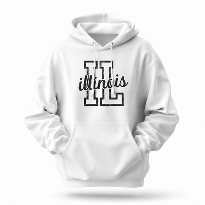 Illinois Varsity Block Letters Distressed Hoodie