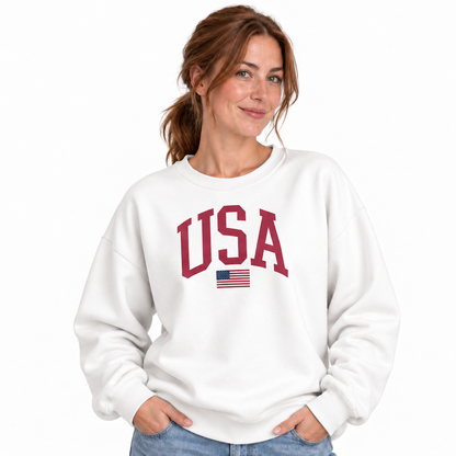 USA Arch Flag Minimalist Varsity Sweatshirt