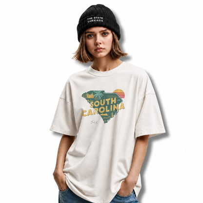 South Carolina State Map Sunset Travel Souvenir Shirt