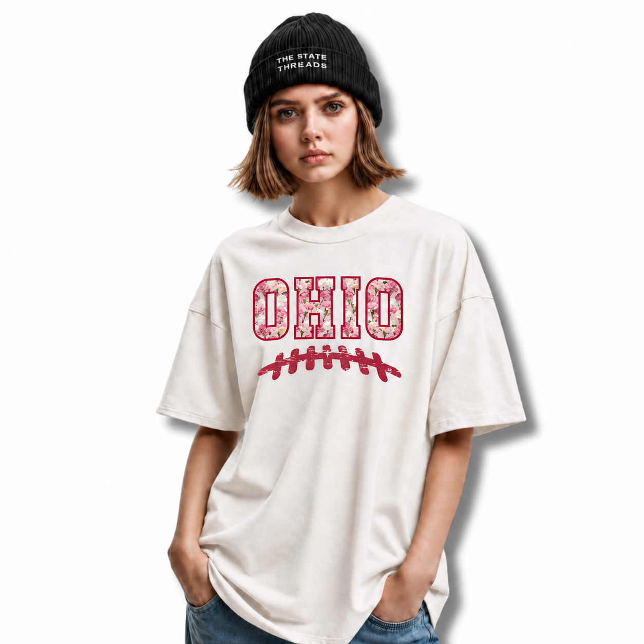 Ohio Carnation Floral Football Game Day Red Shirt