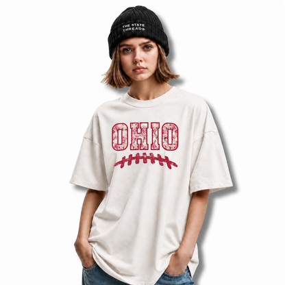 Ohio Carnation Floral Football Game Day Red Shirt