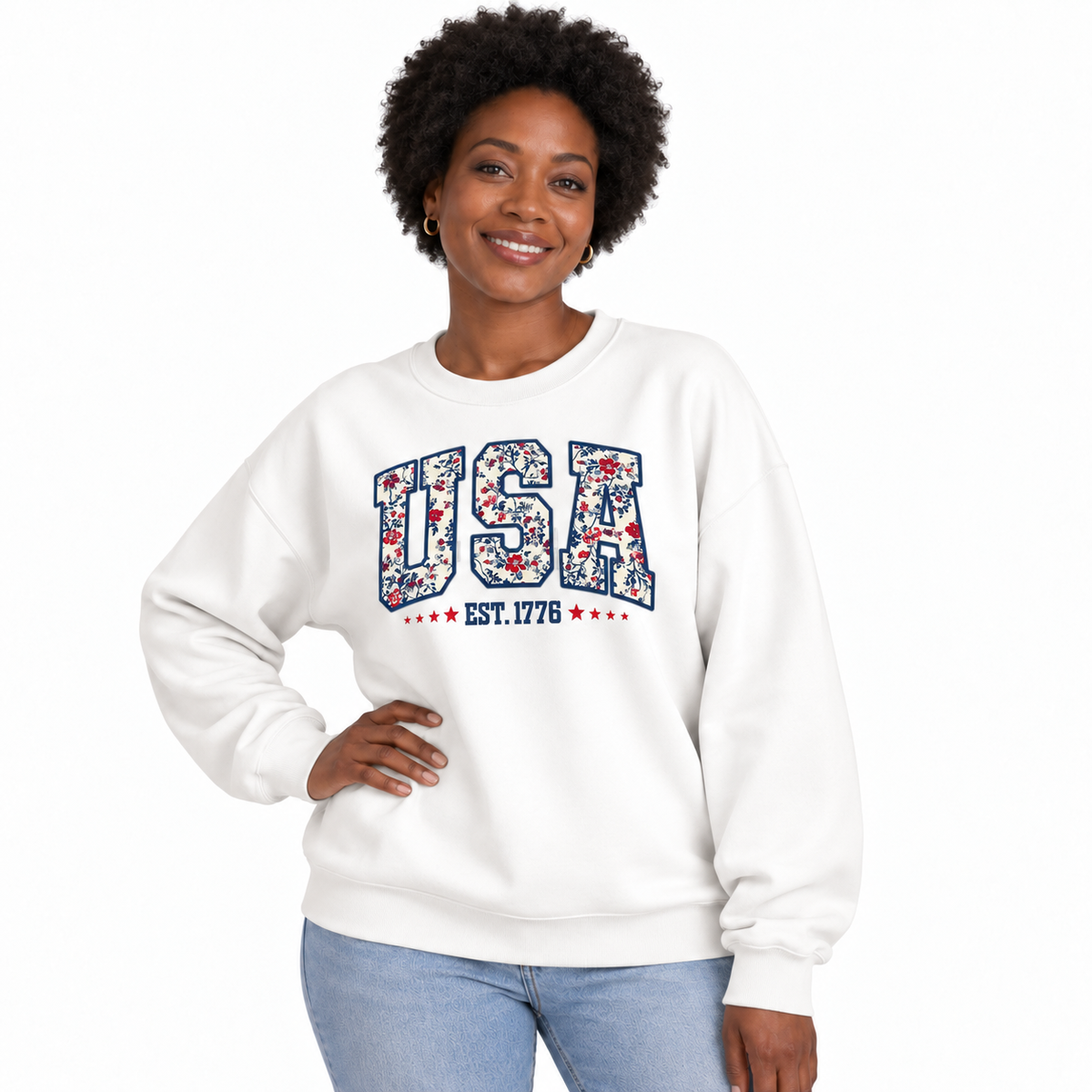 USA Floral Est. 1776 Patriotic Sweatshirt