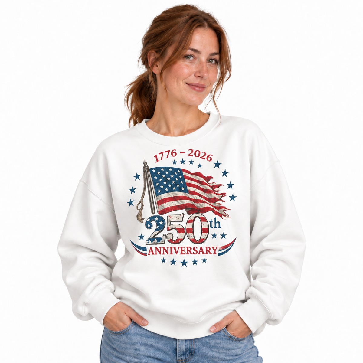 America 250th Anniversary 1776 2026 Flag Sweatshirt