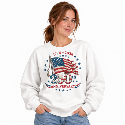 America 250th Anniversary 1776 2026 Flag Sweatshirt