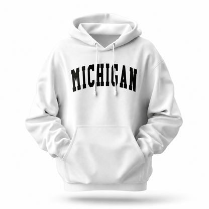 Michigan Classic Arch Bold Letters White Hoodie