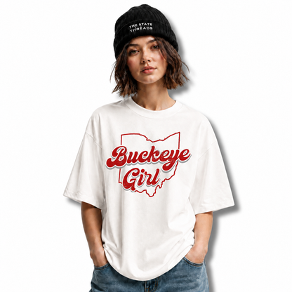 Ohio Buckeye Girl State Outline Pride Shirt