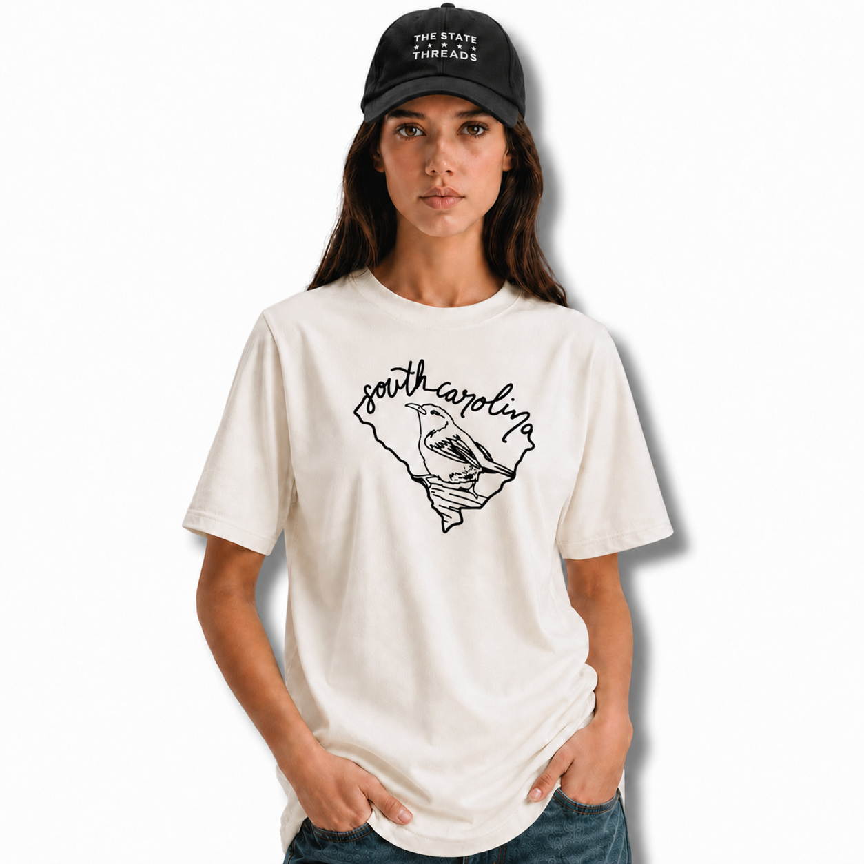 South Carolina State Bird Outline Map Shirt