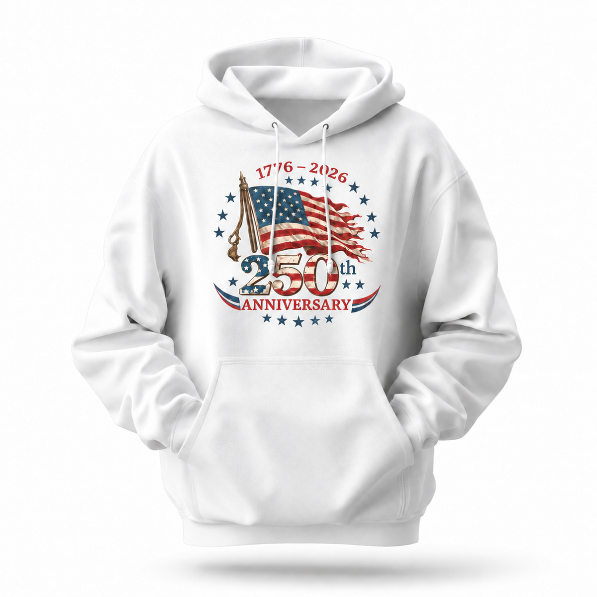 America 250th Anniversary 1776 2026 Flag Hoodie