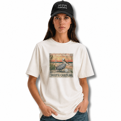 South Carolina Vintage Pelican Beach Stamp Shirt