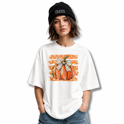 America Autumn Preppy Polka Dot Pumpkin Shirt