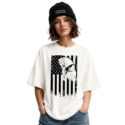 America Distressed Flag Eagle Silhouette Graphic Shirt