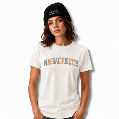 Massachusetts Retro Colorful Arch Typography Shirt