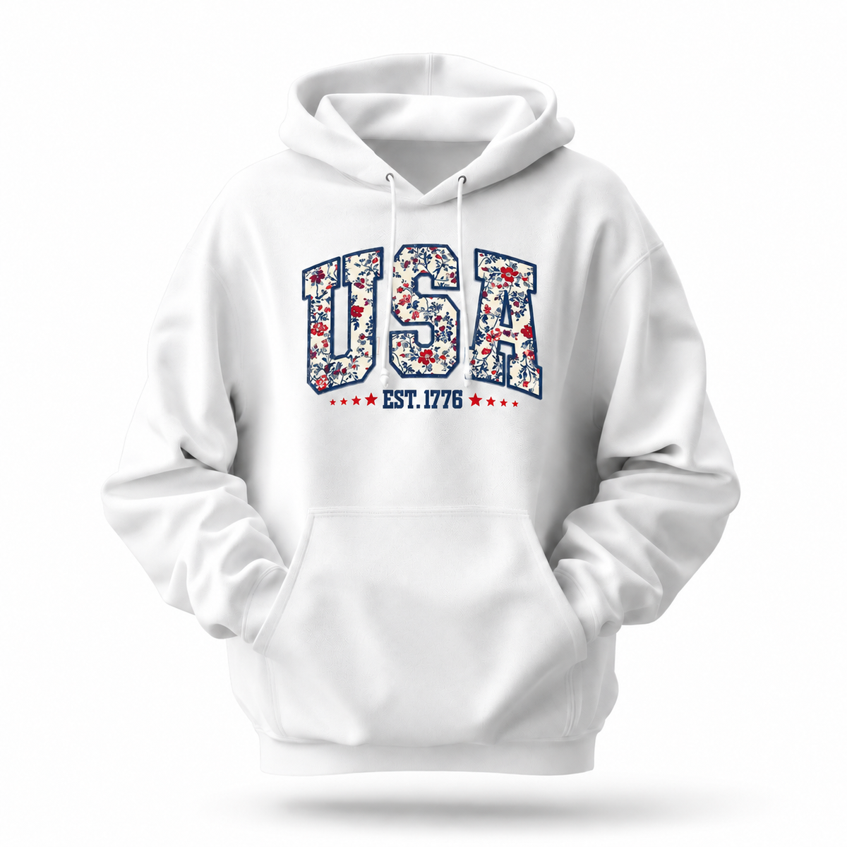 America Floral Est 1776 Patriotic Hoodie