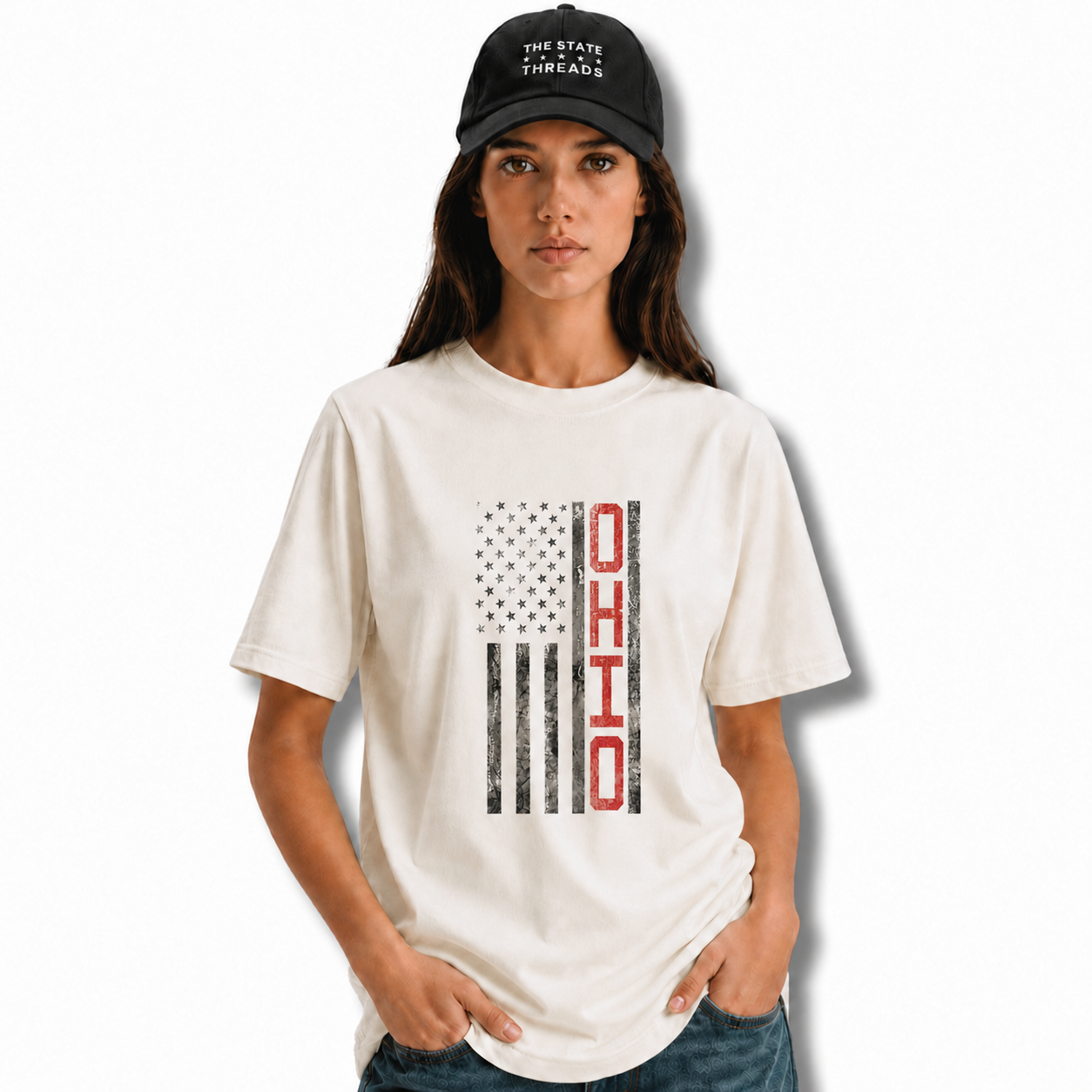 Ohio American Flag Patriotic Distressed State Shirt