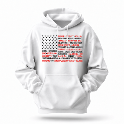 America 50 States Typography Flag Hoodie